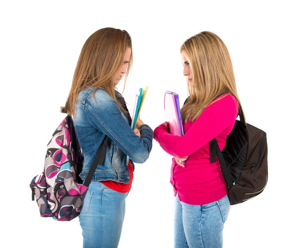 Angry students over isolated white background Stock Photo