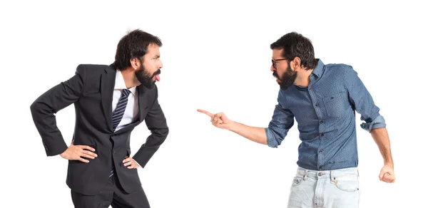 Person angry with his brother over white background — Stock Photo, Image