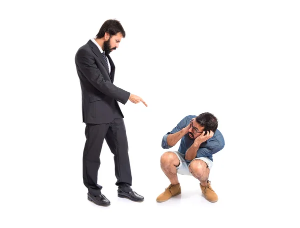 Person angry with his brother over white background — Stock Photo, Image