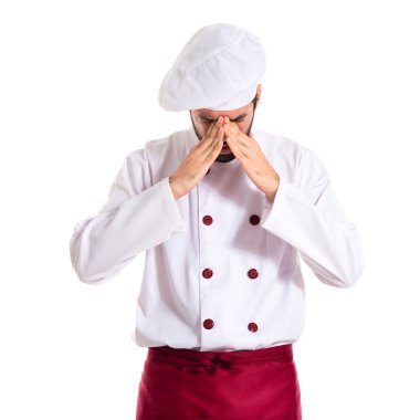 Beyaz arka plan üzerinde hayal kırıklığına Şef