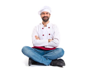 Şef kolları beyaz arka plan üzerinde çarpı işareti
