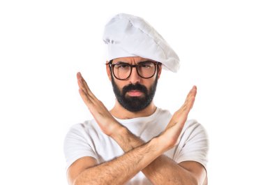 Beyaz arka plan üzerinde hiçbir jest yapıyor Şef