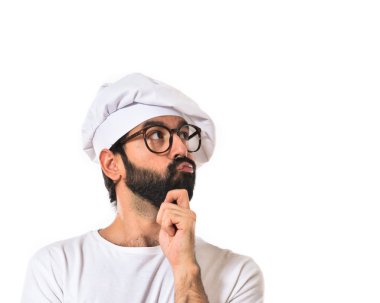 Beyaz arka plan üzerinde düşünme Şef
