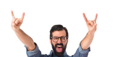 Genç yenilikçi adam korna jest yapma