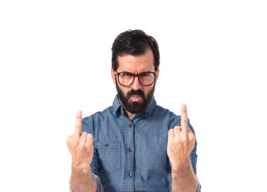 Genç yenilikçi adam korna jest yapma