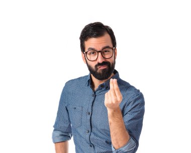 Para hareketi yapan genç hippi erkek