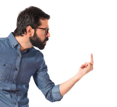 Genç yenilikçi adam korna jest yapma