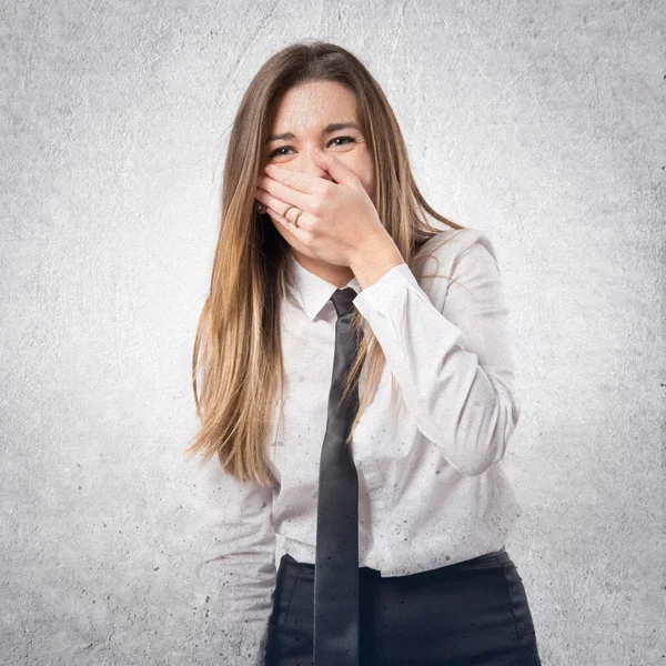 Joven chica bonita sobre fondo blanco aislado — Foto de Stock