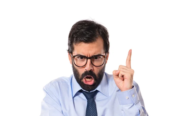 Businessman shouting over white background — Stock Photo, Image