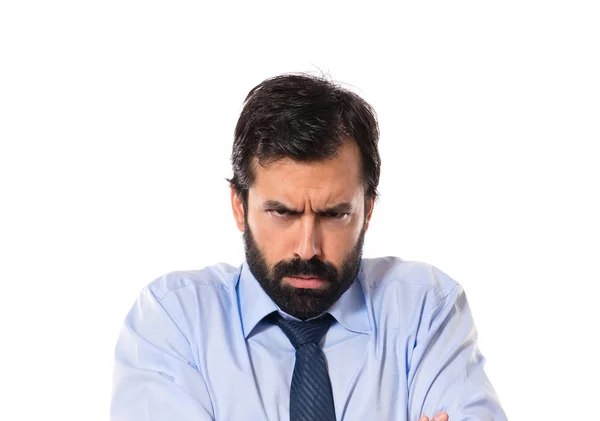 Sad businessman over white background — Stock Photo, Image