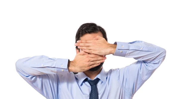 Businessman covering his face — Stock Photo, Image