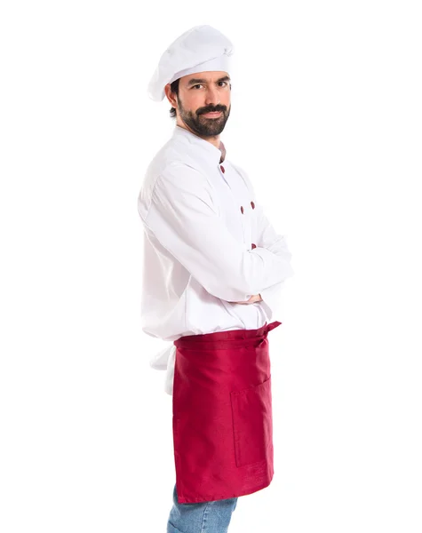 Chef with his arms crossed over white background — Stock Photo, Image