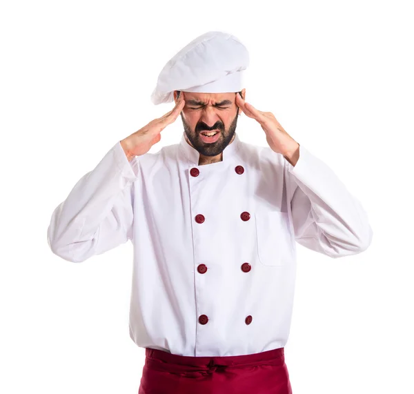 Frustrated chef over white background — Stock Photo, Image