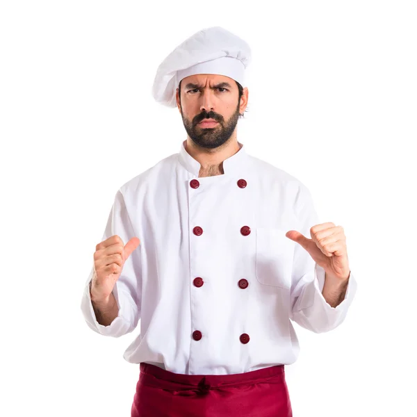 Chef doing surprise gesture over white background — Stock Photo, Image