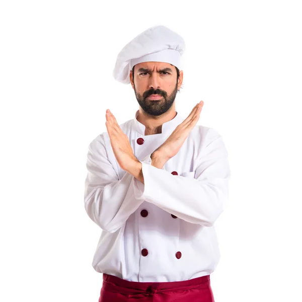 Chef haciendo NO gesto sobre fondo blanco —  Fotos de Stock