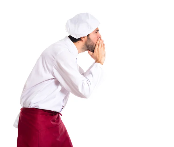 Chef shouting over white background — Stock Photo, Image