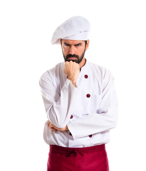 Chef-kok denken op witte achtergrond — Stockfoto
