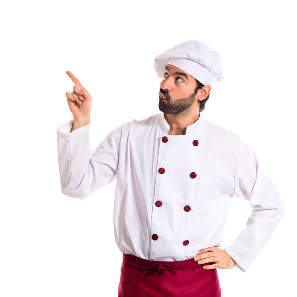 Chef thinking over white background