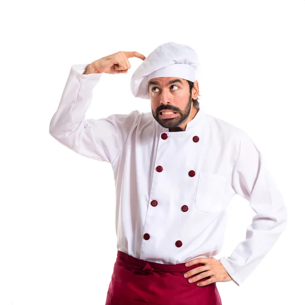 Chef thinking over white background — Stock Photo, Image