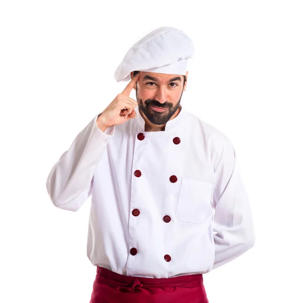 Koch denkt über weißen Hintergrund nach — Stockfoto