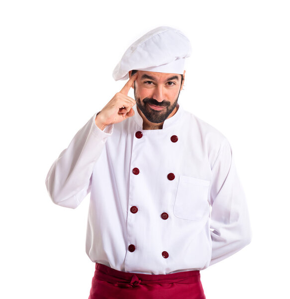 Chef thinking over white background