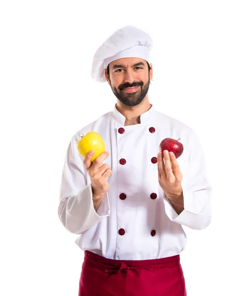 Chef holding apples — Stock Photo, Image