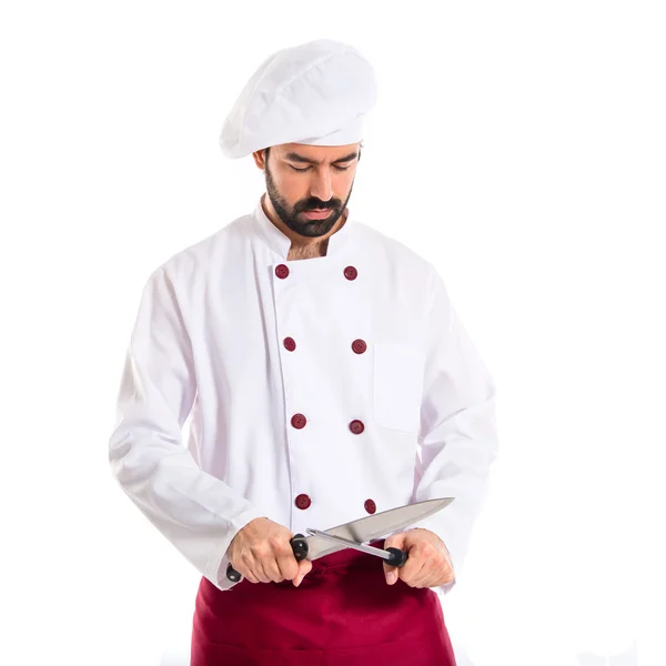 Chef-kok bedrijf messen — Stockfoto