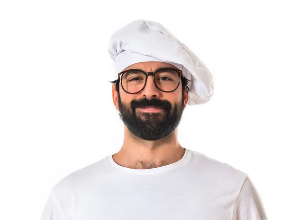 Szakács, mosolygó, fehér háttérhez képest — Stock Fotó