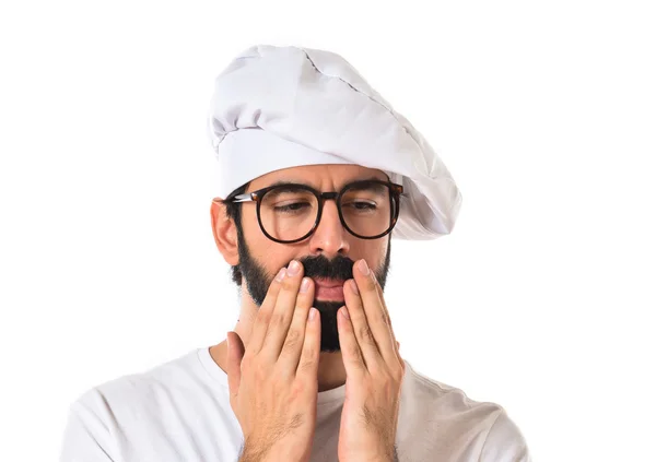 Chef-kok zijn snor kammen — Stockfoto