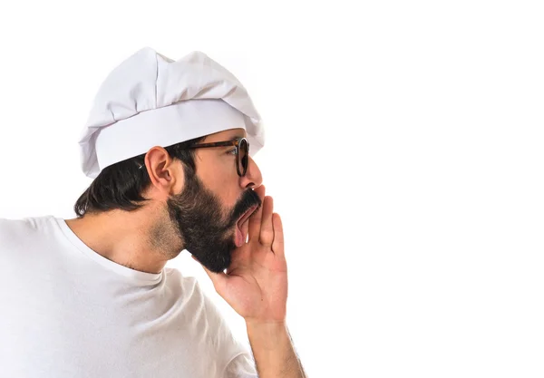 Chef shouting over white background — Stock Photo, Image