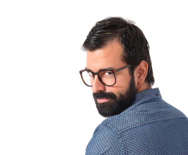 Giovane hipster uomo su sfondo bianco — Foto Stock