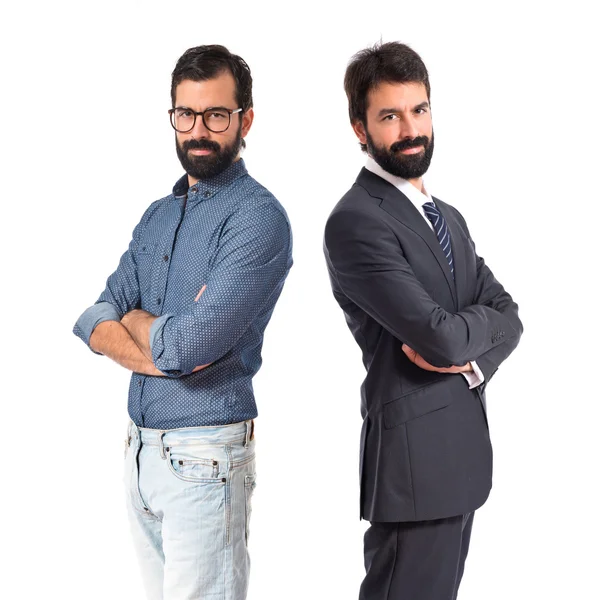 Brothers with his arms crossed over white background — Stock Photo, Image