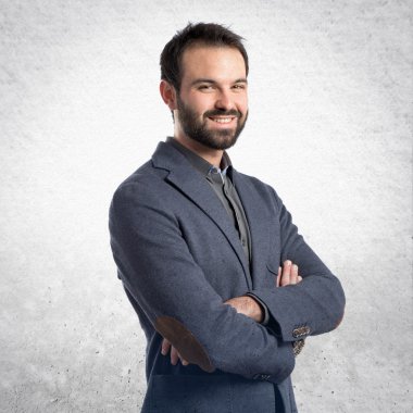 iş kolları olan adamı izole arka plan üzerinde çarpı işareti. 