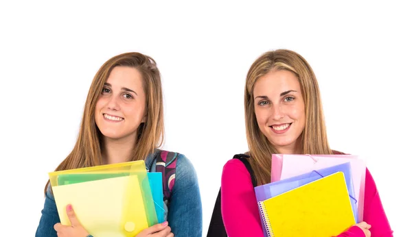 Student women over isolated white background — Stock Photo, Image