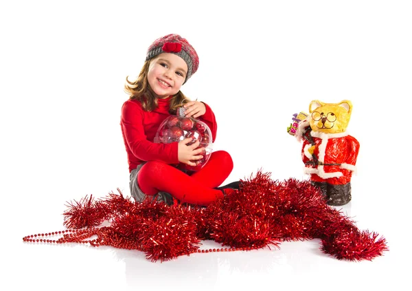 Petite fille avec des éléments de Noël — Photo