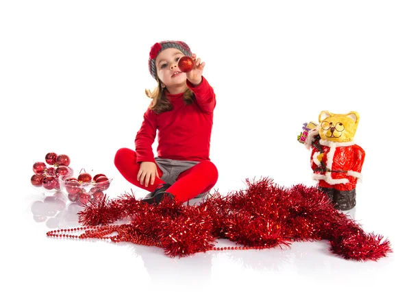 Meisje met Kerstmis elementen — Stockfoto