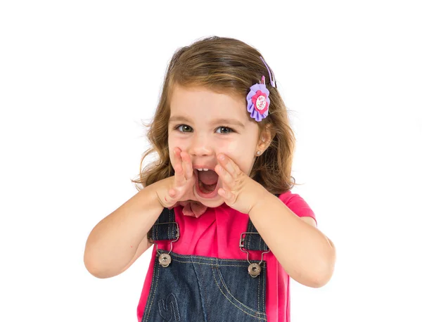 Kid shouting over white background — Stock Photo, Image