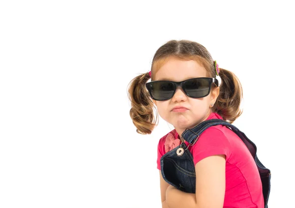 Blonde kid with skate over white background — Stock Photo, Image