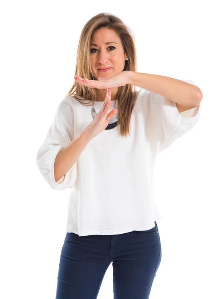 Woman making time out gesture — Stock Photo, Image