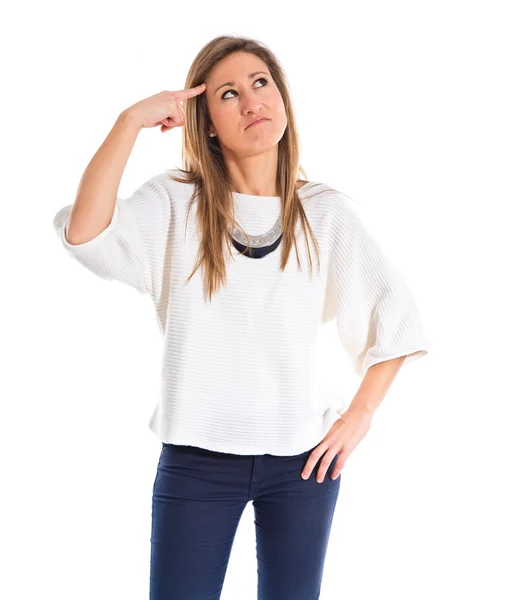 Mujer haciendo gesto loco — Foto de Stock