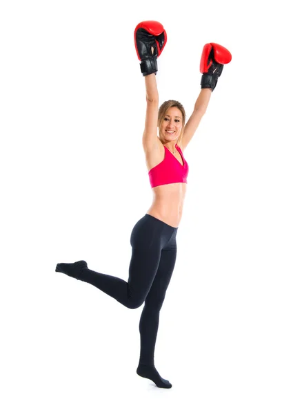 Sport woman with boxing gloves — Stock Photo, Image