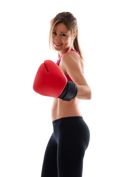 Sport woman with boxing gloves — Stock Photo, Image