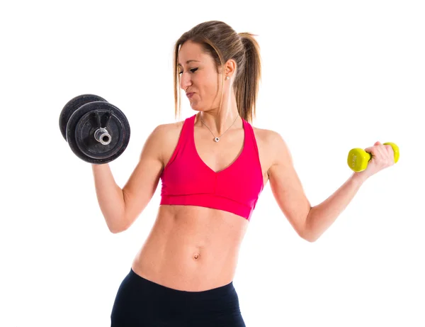 Deporte mujer haciendo levantamiento de pesas —  Fotos de Stock