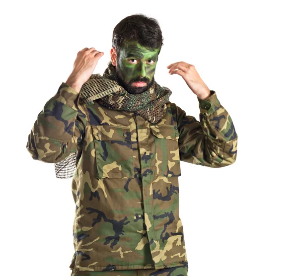 Soldier over white — Stock Photo, Image