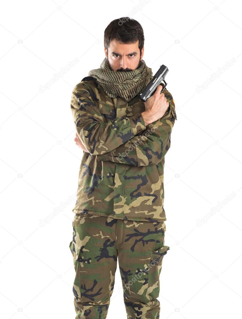 Soldier holding a gun