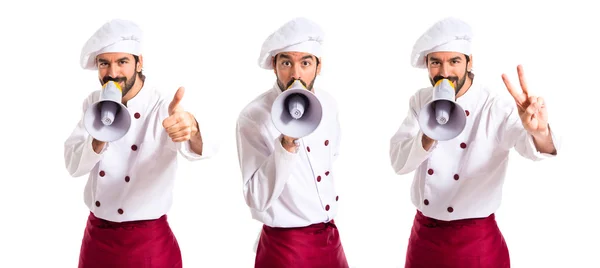 Chef gritando por megafone — Fotografia de Stock
