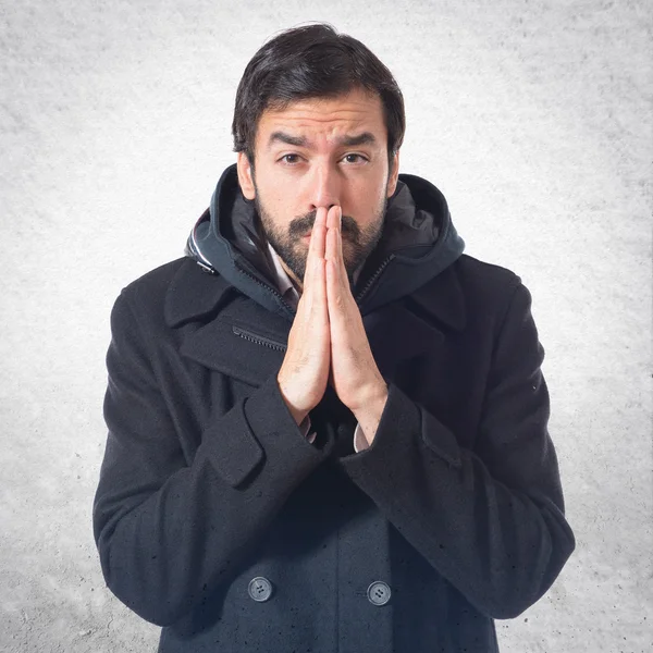 Man pleading over white background — Stock Photo, Image