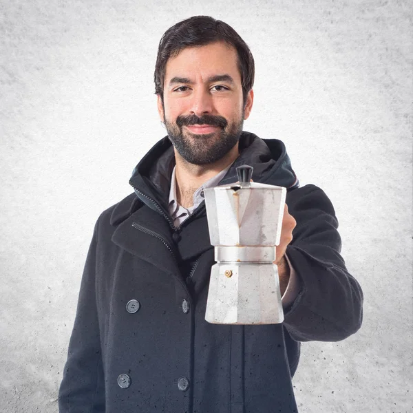 Man bedrijf koffie pot — Stockfoto