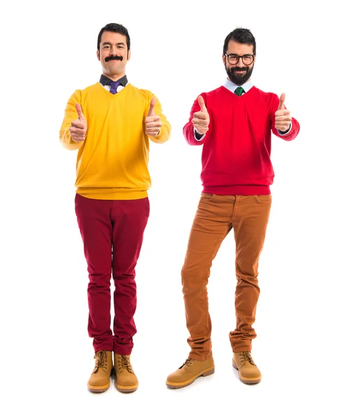 Twin brothers with thumb up — Stock Photo, Image