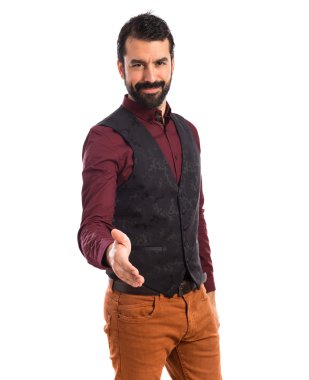 Yelek bir anlaşma giyen adam